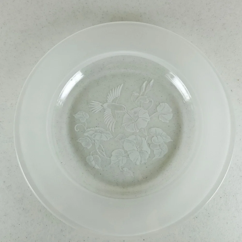 Set Of  6 Vintage Avon hummingbird 24 %‎ LEAD CRYSTAL LUNCHEON PLATE 8